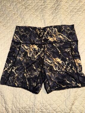 Constantly Varied Gear Black and Cream Marble Athletic Shorts